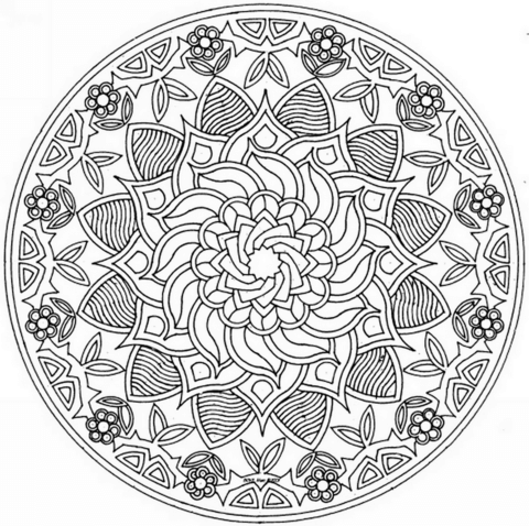 Mandala With Flower Ornament Coloring Page